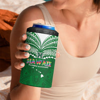 Custom Hawaii Rainbow Warriors 4 in 1 Can Cooler Tumbler Polynesian Motif Green Color