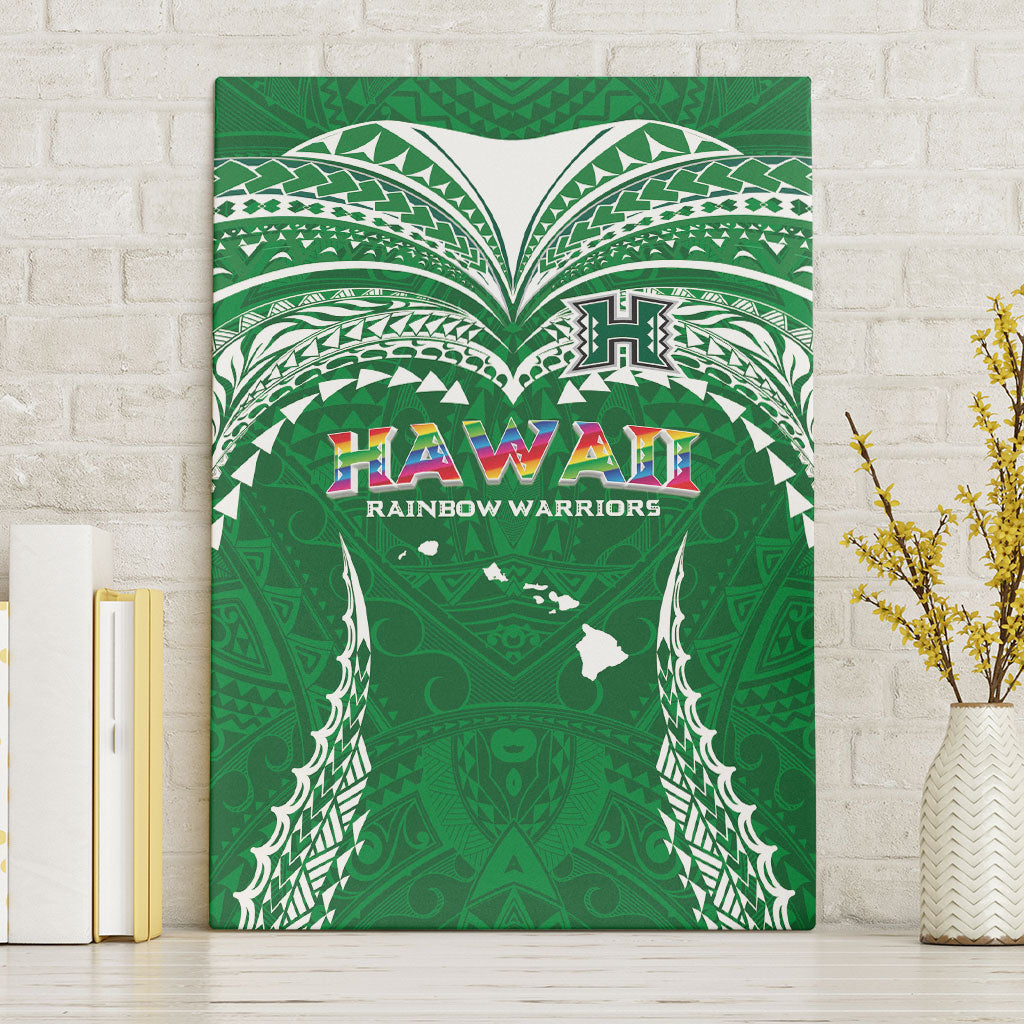 Hawaii Rainbow Warriors Canvas Wall Art Polynesian Motif Green Color