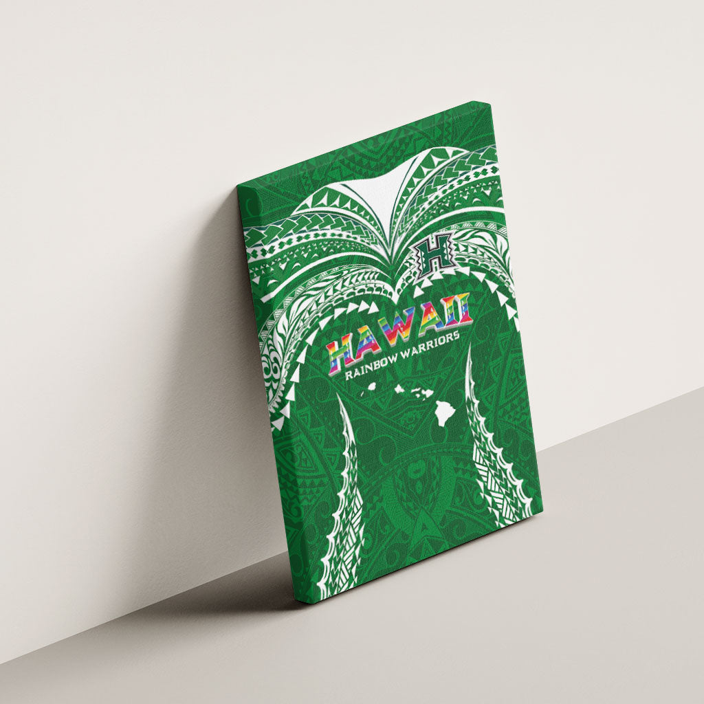 Hawaii Rainbow Warriors Canvas Wall Art Polynesian Motif Green Color