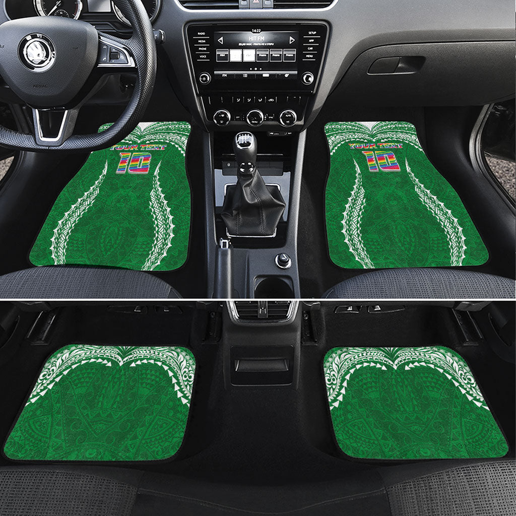 Custom Hawaii Rainbow Warriors Car Mats Polynesian Motif Green Color