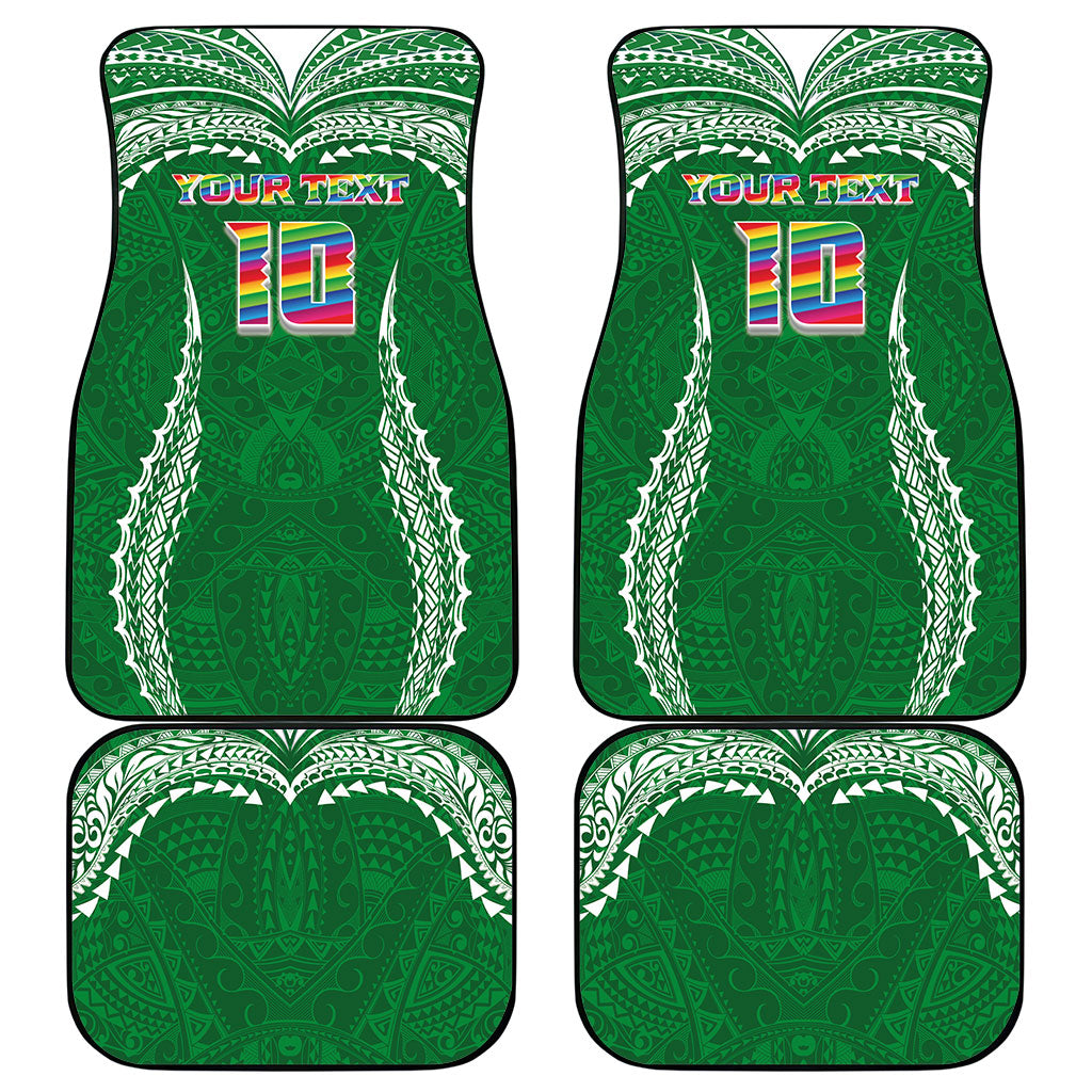 Custom Hawaii Rainbow Warriors Car Mats Polynesian Motif Green Color