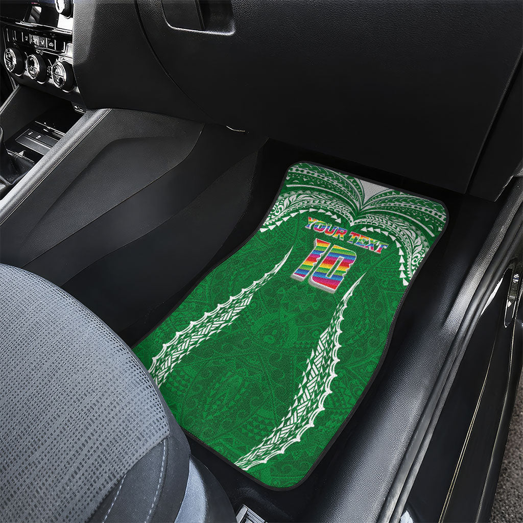Custom Hawaii Rainbow Warriors Car Mats Polynesian Motif Green Color