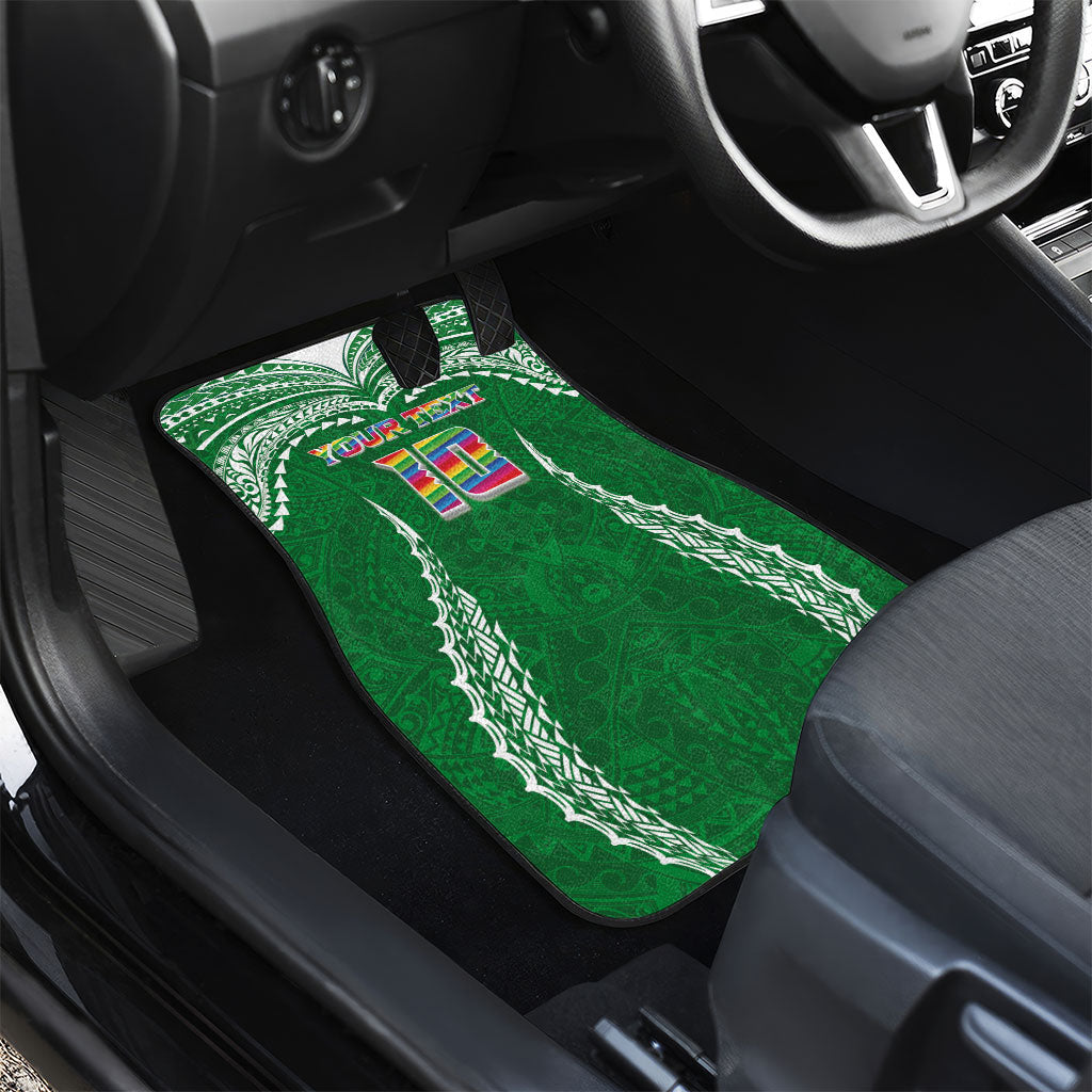 Custom Hawaii Rainbow Warriors Car Mats Polynesian Motif Green Color