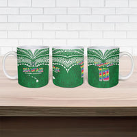 Custom Hawaii Rainbow Warriors Ceramic Mug Polynesian Motif Green Color