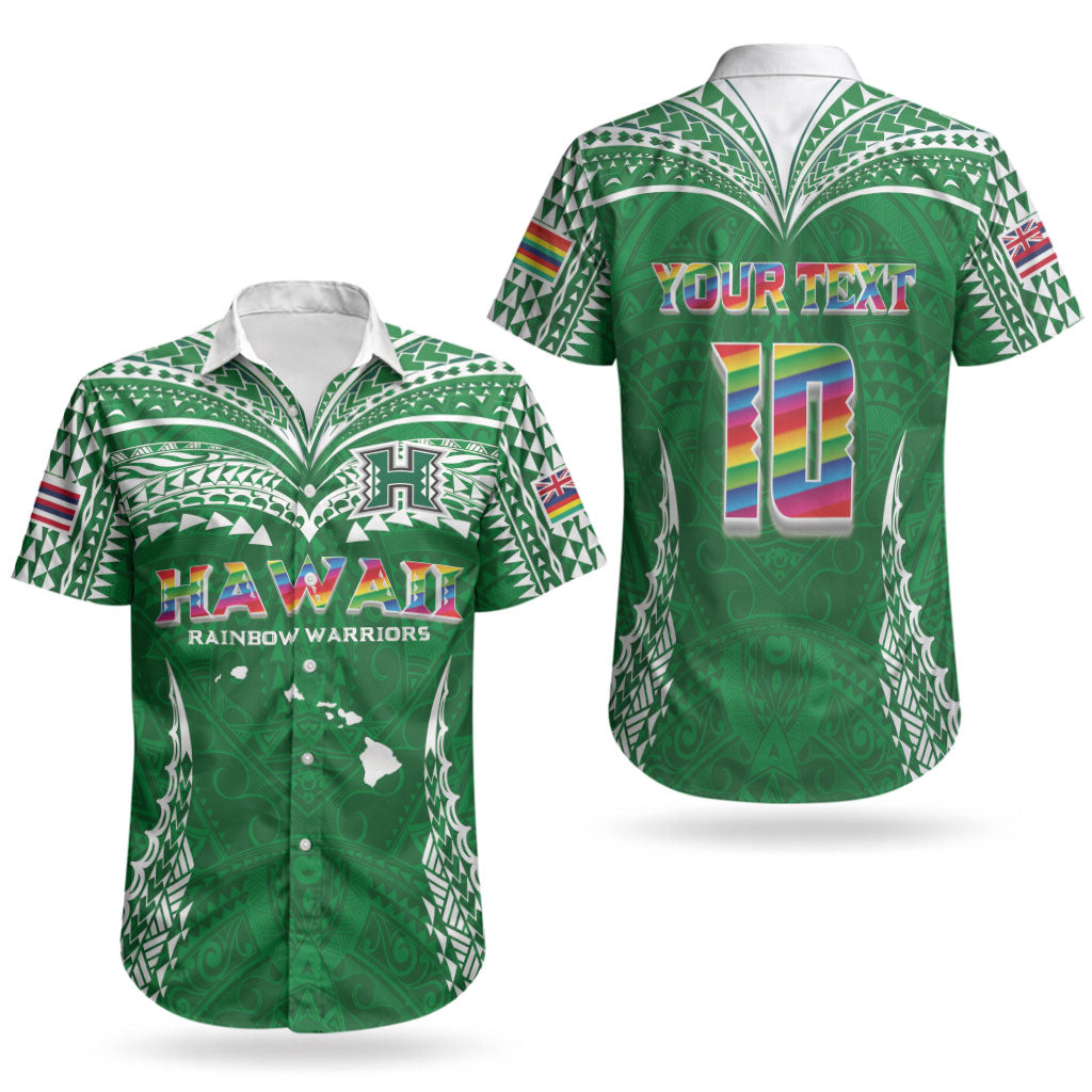 Custom Hawaii Rainbow Warriors Couples Matching Summer Maxi Dress and Hawaiian Shirt Polynesian Motif Green Color