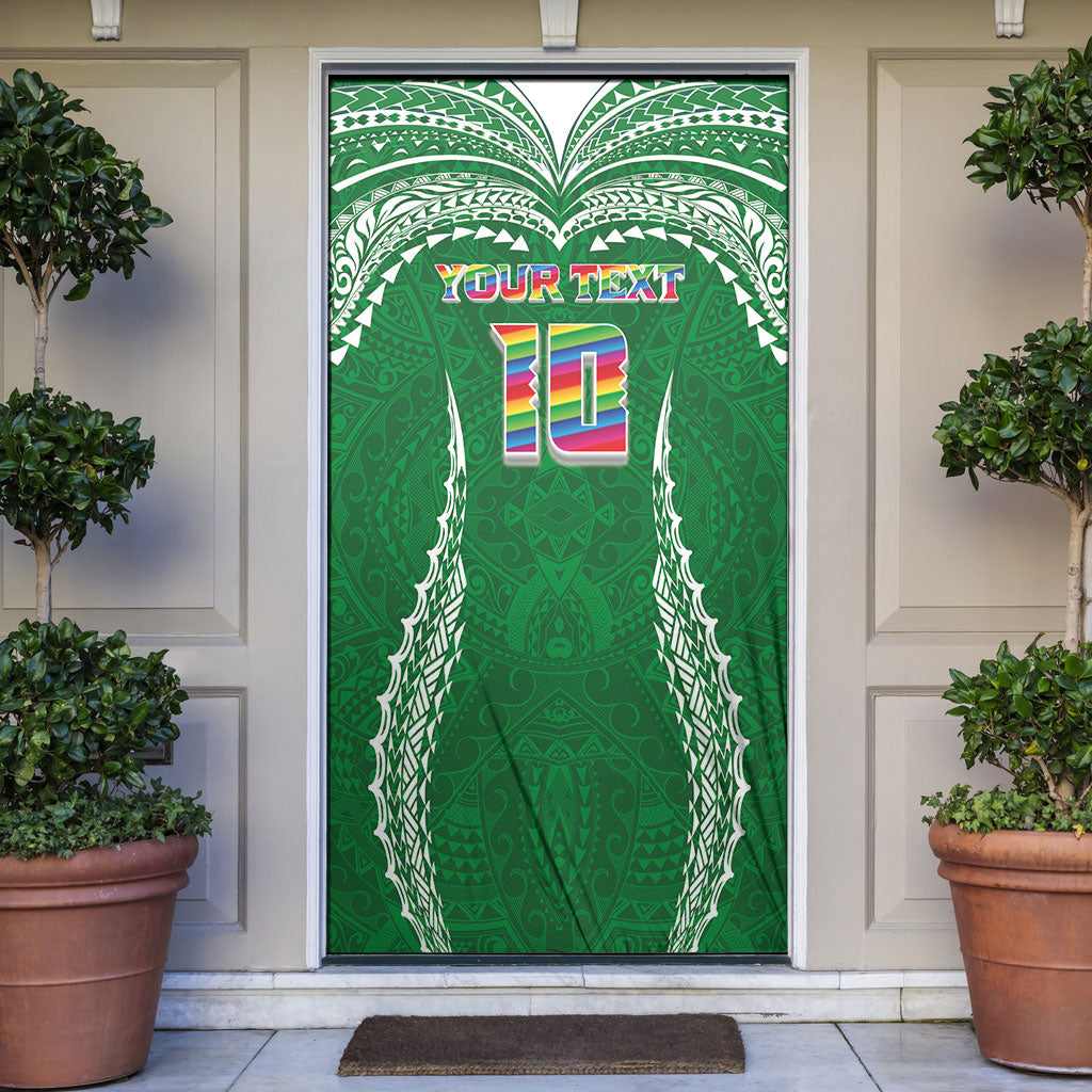 Custom Hawaii Rainbow Warriors Door Cover Polynesian Motif Green Color