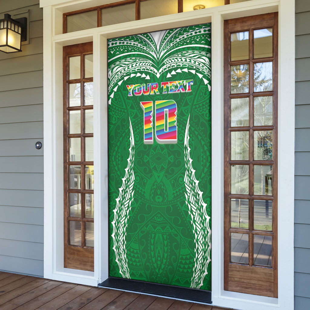 Custom Hawaii Rainbow Warriors Door Cover Polynesian Motif Green Color