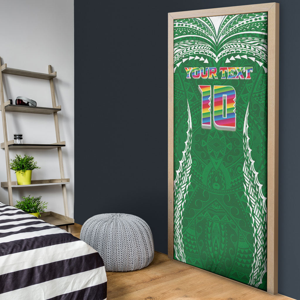 Custom Hawaii Rainbow Warriors Door Cover Polynesian Motif Green Color