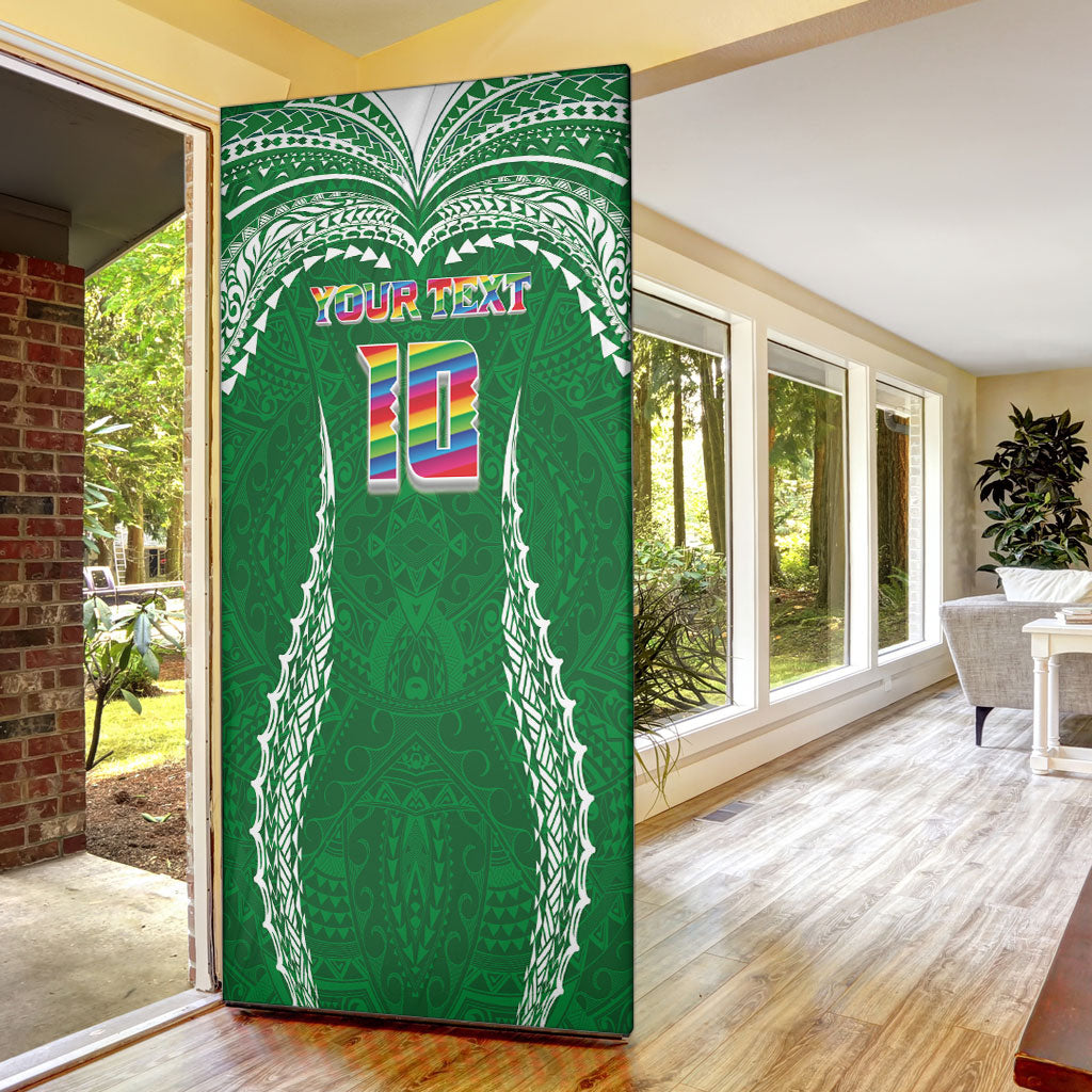 Custom Hawaii Rainbow Warriors Door Cover Polynesian Motif Green Color