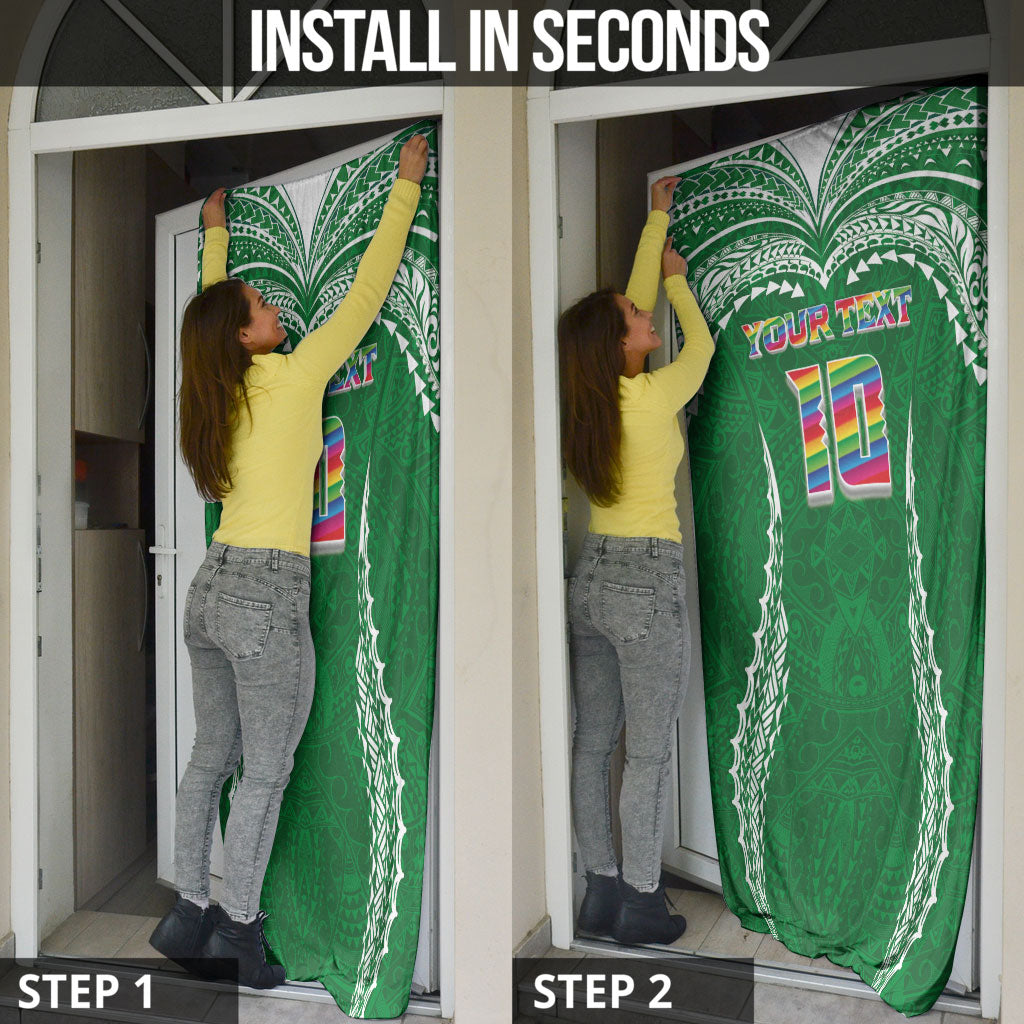 Custom Hawaii Rainbow Warriors Door Cover Polynesian Motif Green Color