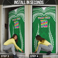 Custom Hawaii Rainbow Warriors Door Cover Polynesian Motif Green Color