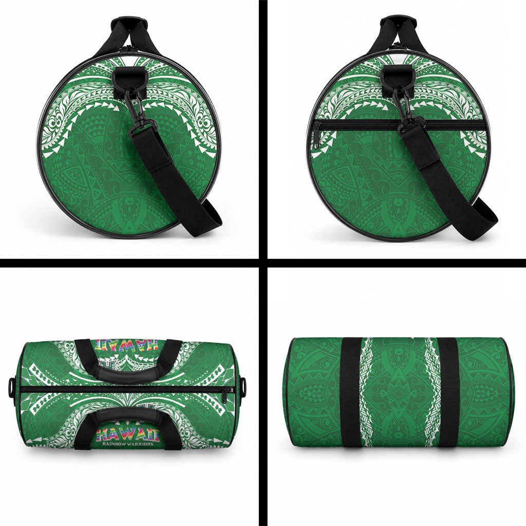 Hawaii Rainbow Warriors Duffle Bag Polynesian Motif Green Color