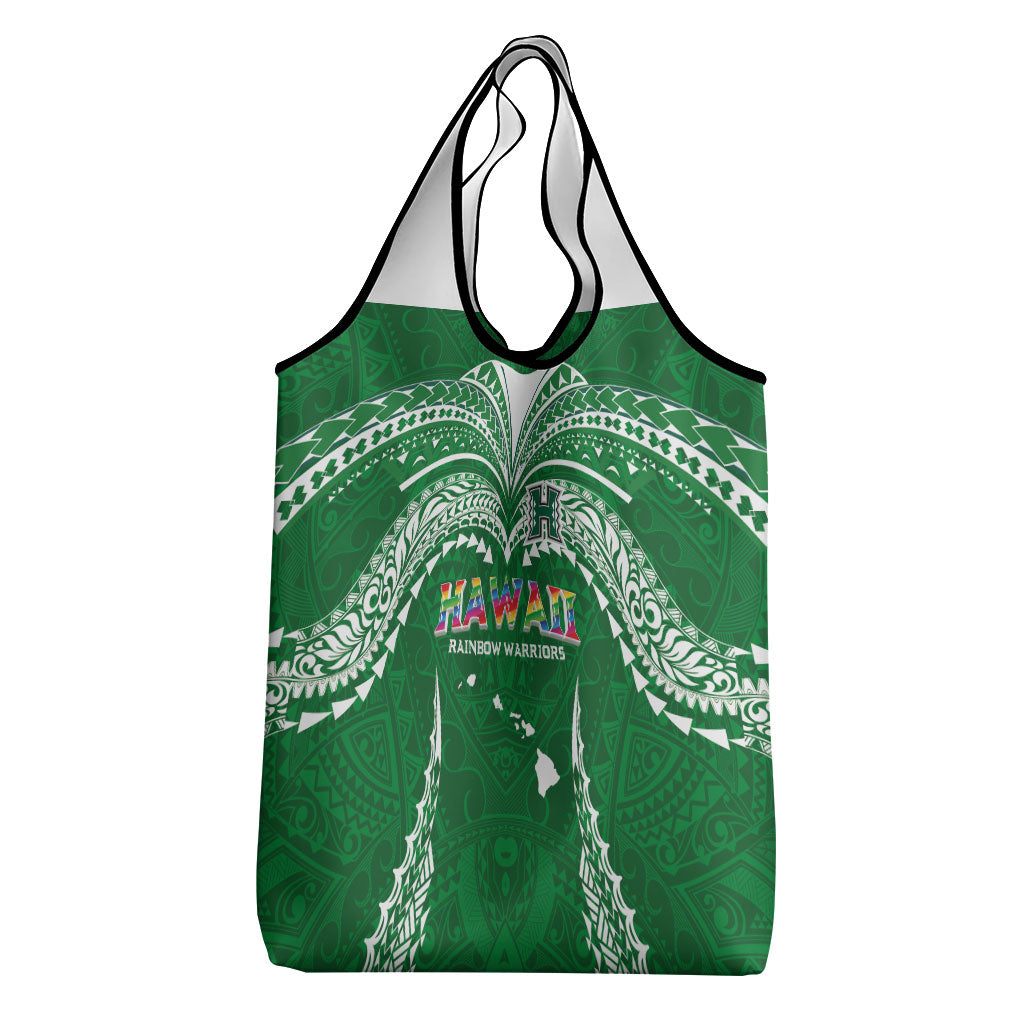 Hawaii Rainbow Warriors Grocery Bag Polynesian Motif Green Color