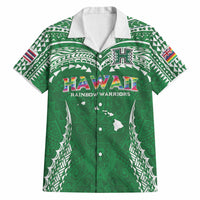 Custom Hawaii Rainbow Warriors Hawaiian Shirt Polynesian Motif Green Color