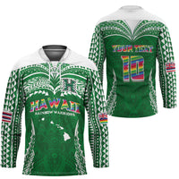 Custom Hawaii Rainbow Warriors Hockey Jersey Polynesian Motif Green Color