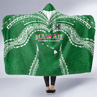 Hawaii Rainbow Warriors Hooded Blanket Polynesian Motif Green Color