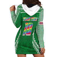Custom Hawaii Rainbow Warriors Hoodie Dress Polynesian Motif Green Color