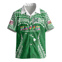 Custom Hawaii Rainbow Warriors Kid Hawaiian Shirt Polynesian Motif Green Color