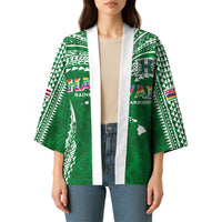 Custom Hawaii Rainbow Warriors Kimono Polynesian Motif Green Color
