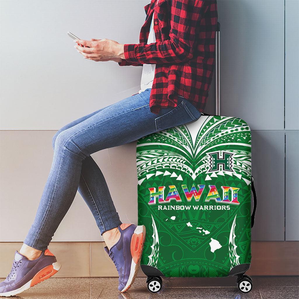Hawaii Rainbow Warriors Luggage Cover Polynesian Motif Green Color