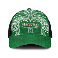 Hawaii Rainbow Warriors Mesh Trucker Cap Polynesian Motif Green Color