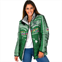 Custom Hawaii Rainbow Warriors Padded Jacket Polynesian Motif Green Color