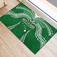 Hawaii Rainbow Warriors Rubber Doormat Polynesian Motif Green Color