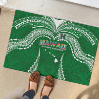 Hawaii Rainbow Warriors Rubber Doormat Polynesian Motif Green Color