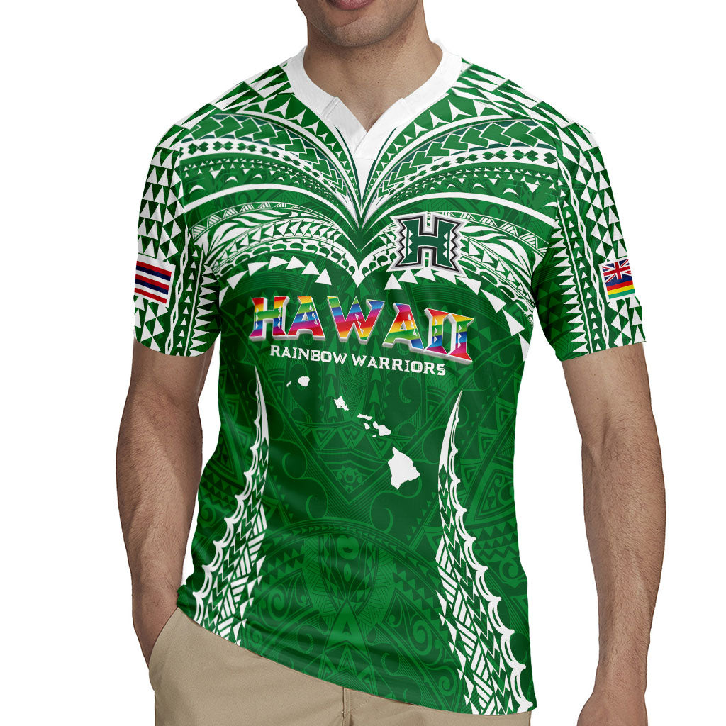 Custom Hawaii Rainbow Warriors Rugby Jersey Polynesian Motif Green Color