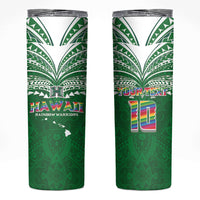 Custom Hawaii Rainbow Warriors Skinny Tumbler Polynesian Motif Green Color