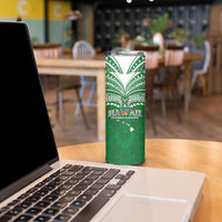 Custom Hawaii Rainbow Warriors Skinny Tumbler Polynesian Motif Green Color