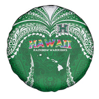 Hawaii Rainbow Warriors Spare Tire Cover Polynesian Motif Green Color