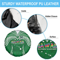 Hawaii Rainbow Warriors Spare Tire Cover Polynesian Motif Green Color