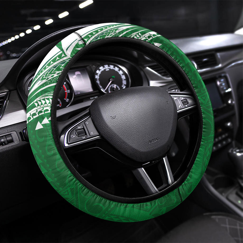 Hawaii Rainbow Warriors Steering Wheel Cover Polynesian Motif Green Color