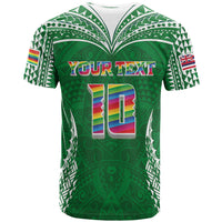 Custom Hawaii Rainbow Warriors T Shirt Polynesian Motif Green Color