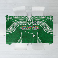 Hawaii Rainbow Warriors Tablecloth Polynesian Motif Green Color