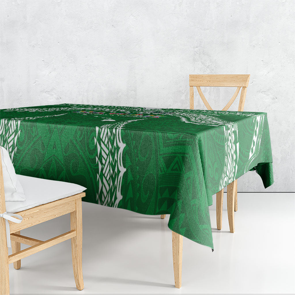 Hawaii Rainbow Warriors Tablecloth Polynesian Motif Green Color