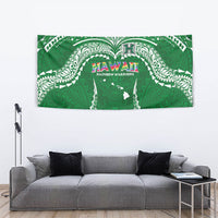 Hawaii Rainbow Warriors Tapestry Polynesian Motif Green Color