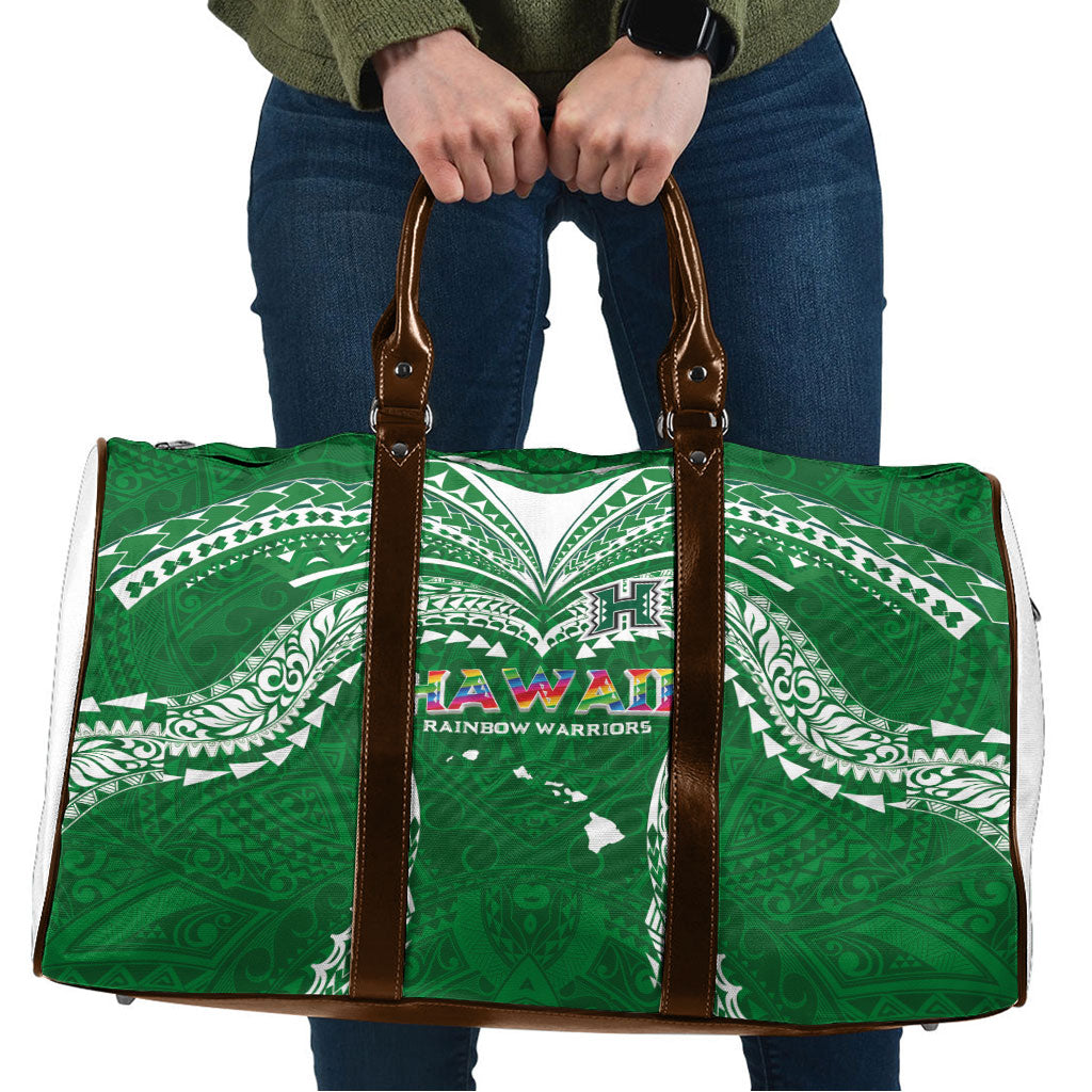 Hawaii Rainbow Warriors Travel Bag Polynesian Motif Green Color