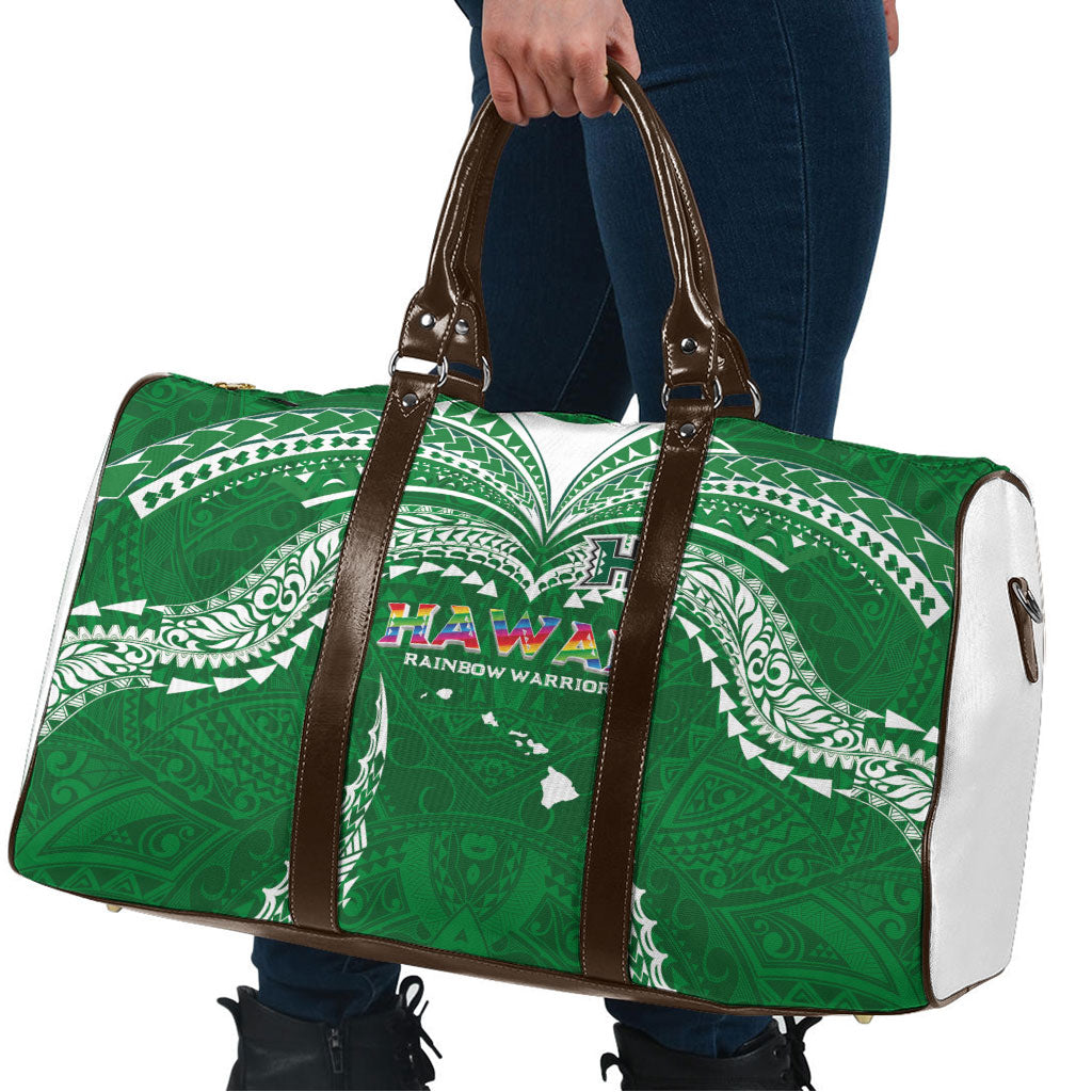 Hawaii Rainbow Warriors Travel Bag Polynesian Motif Green Color
