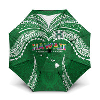 Hawaii Rainbow Warriors Umbrella Polynesian Motif Green Color