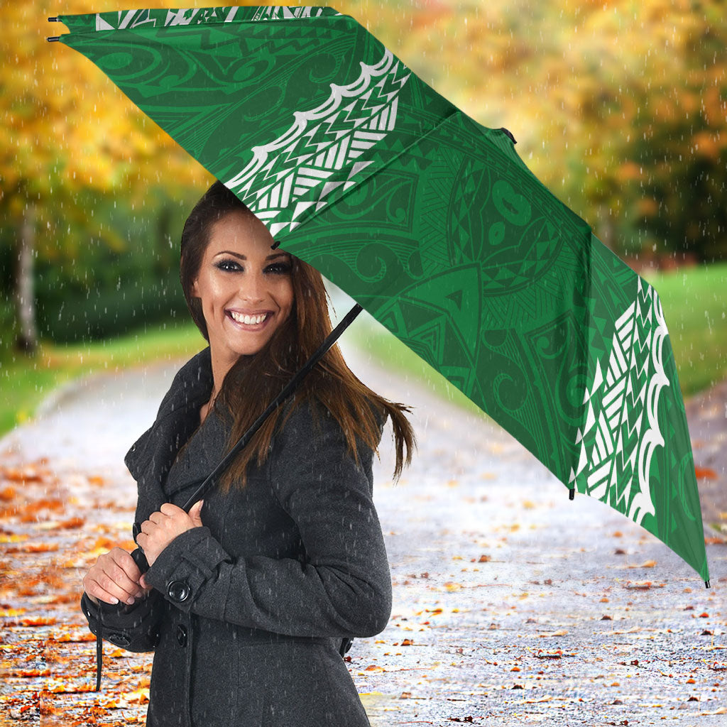 Hawaii Rainbow Warriors Umbrella Polynesian Motif Green Color