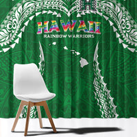 Hawaii Rainbow Warriors Window Curtain Polynesian Motif Green Color