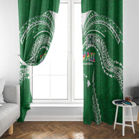 Hawaii Rainbow Warriors Window Curtain Polynesian Motif Green Color