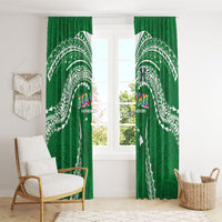 Hawaii Rainbow Warriors Window Curtain Polynesian Motif Green Color