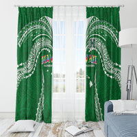 Hawaii Rainbow Warriors Window Curtain Polynesian Motif Green Color