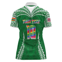 Custom Hawaii Rainbow Warriors Women Polo Shirt Polynesian Motif Green Color