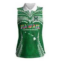 Custom Hawaii Rainbow Warriors Women Sleeveless Polo Shirt Polynesian Motif Green Color