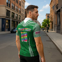 Custom Hawaii Rainbow Warriors Zipper Polo Shirt Polynesian Motif Green Color