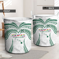 Hawaii Rainbow Warriors Laundry Basket Polynesian Motif White Color